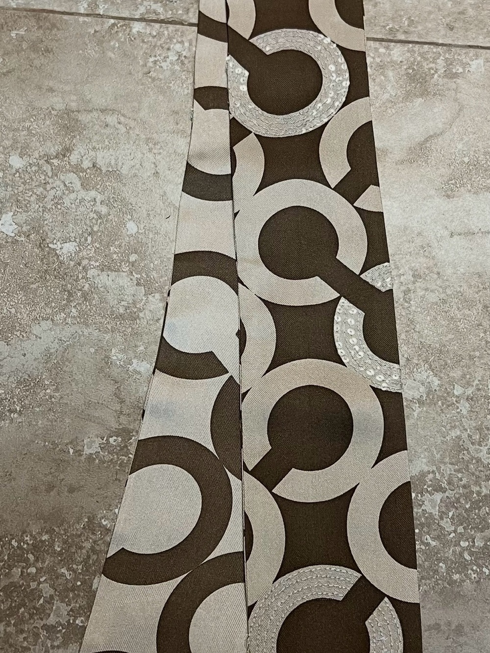 Coach Brown and Cream Geo Circle Scarf
